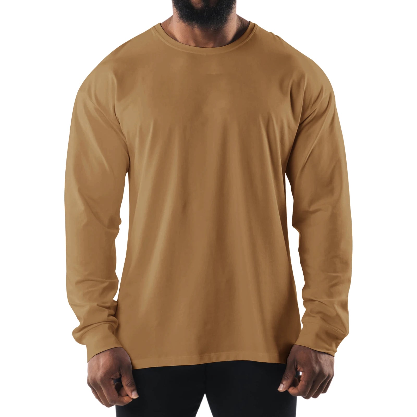 Men's T Shirt Long Sleeve Crewneck Tee Shirts Classic Loose Fit Workout Tops for Men Gym Clothes S-XXL