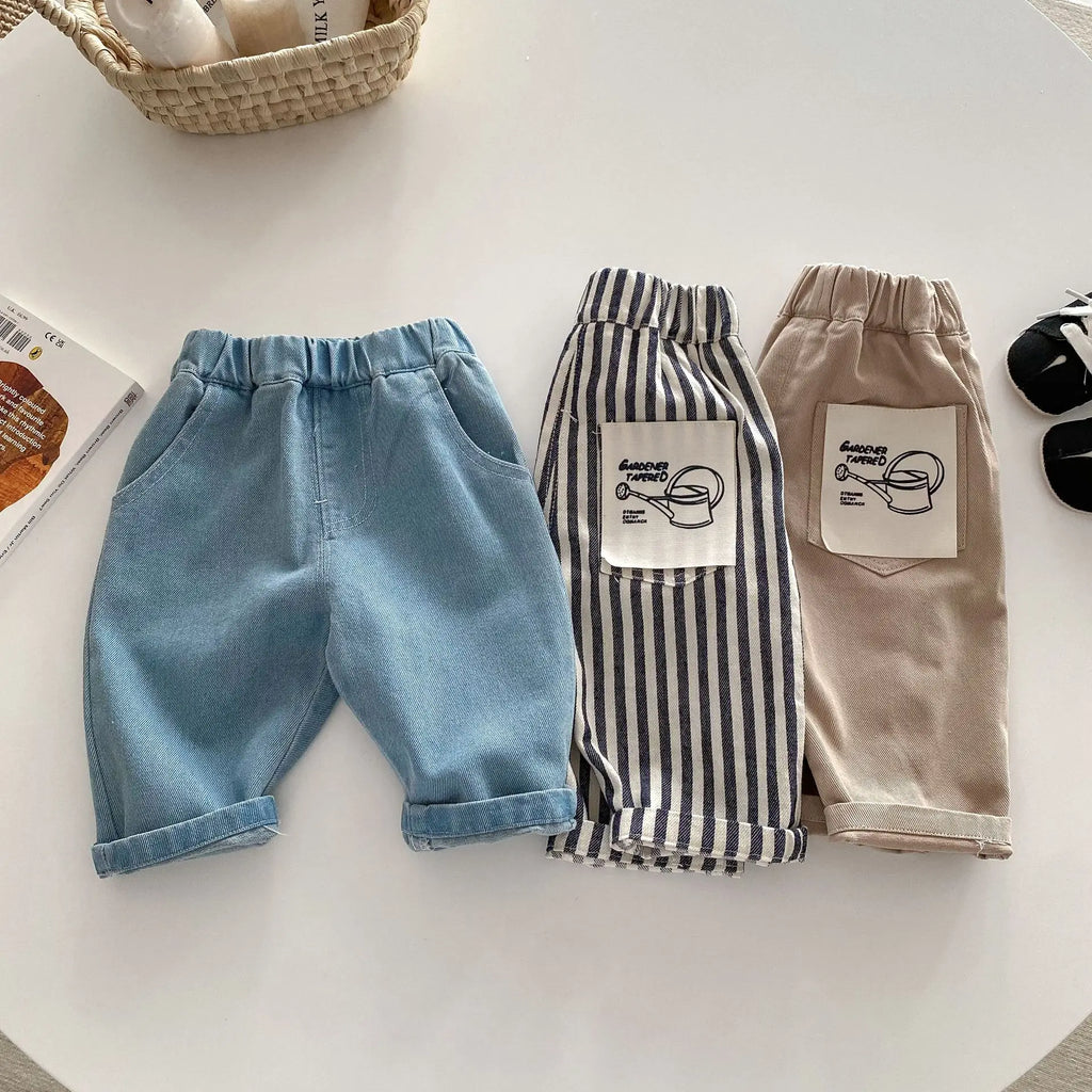 0-5Y Kids Boys Cotton Denim Pants Summer 2026 Baby Jeans New Stylish Korean Style Children's Casual Soft Trousers Clothing Boys