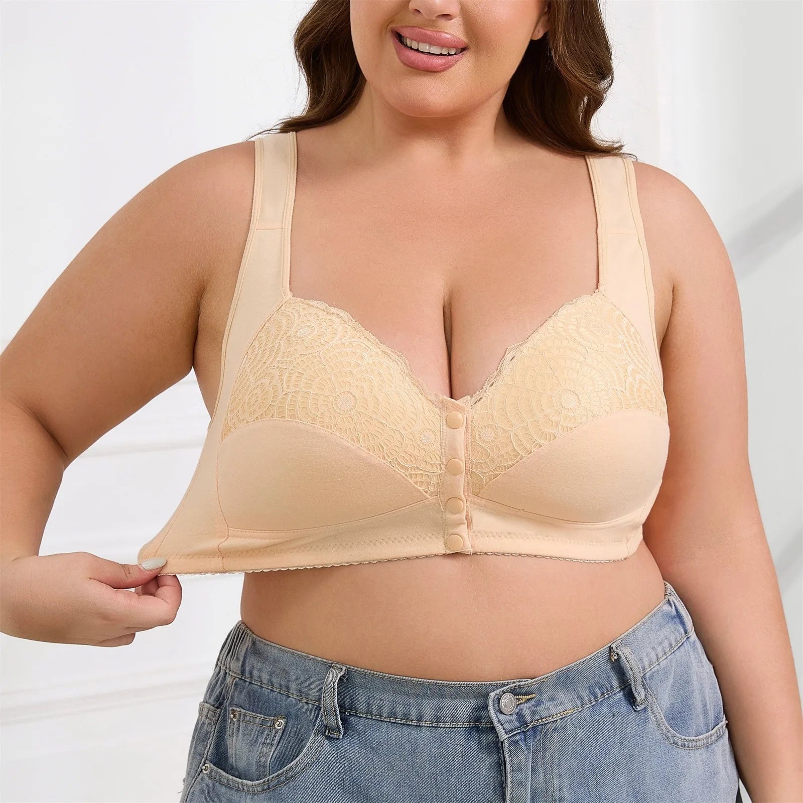 Wireless Bras For Women Plus Size Push Up Bralettes No Underwire Bra Front Closure Wirefree Bustier Tops Soft Comfort Underwear