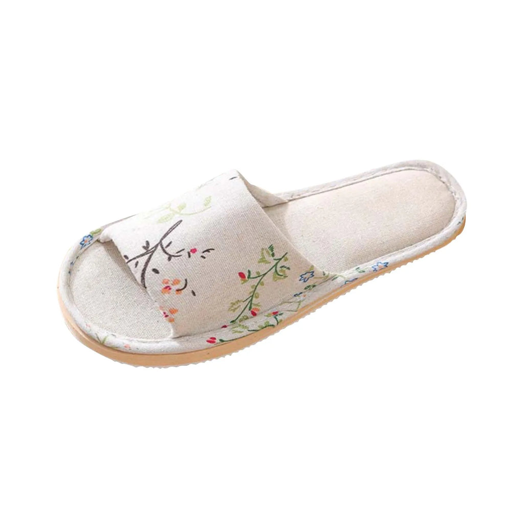 Fashion Slippers Casual Floral Women Home Indoor Comfortable Flat Shoes Bedroom Anti-slip Sandals Spring Autumn