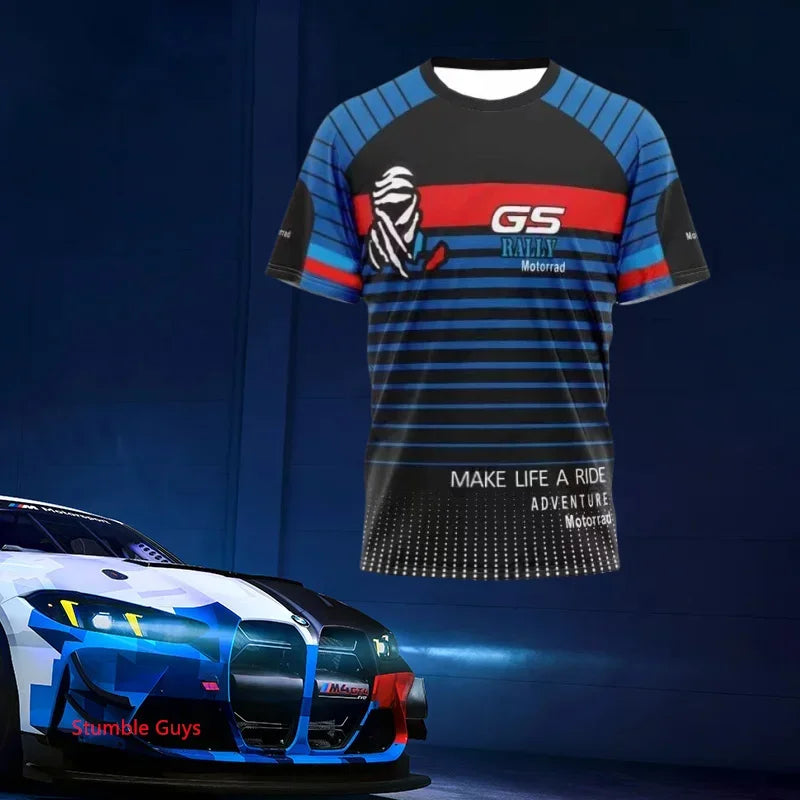 Summer Men's BMW T-Shirt Sports Motorcycle Racing Short Sleeve Fashion Casual M Power Car Brand Clothes