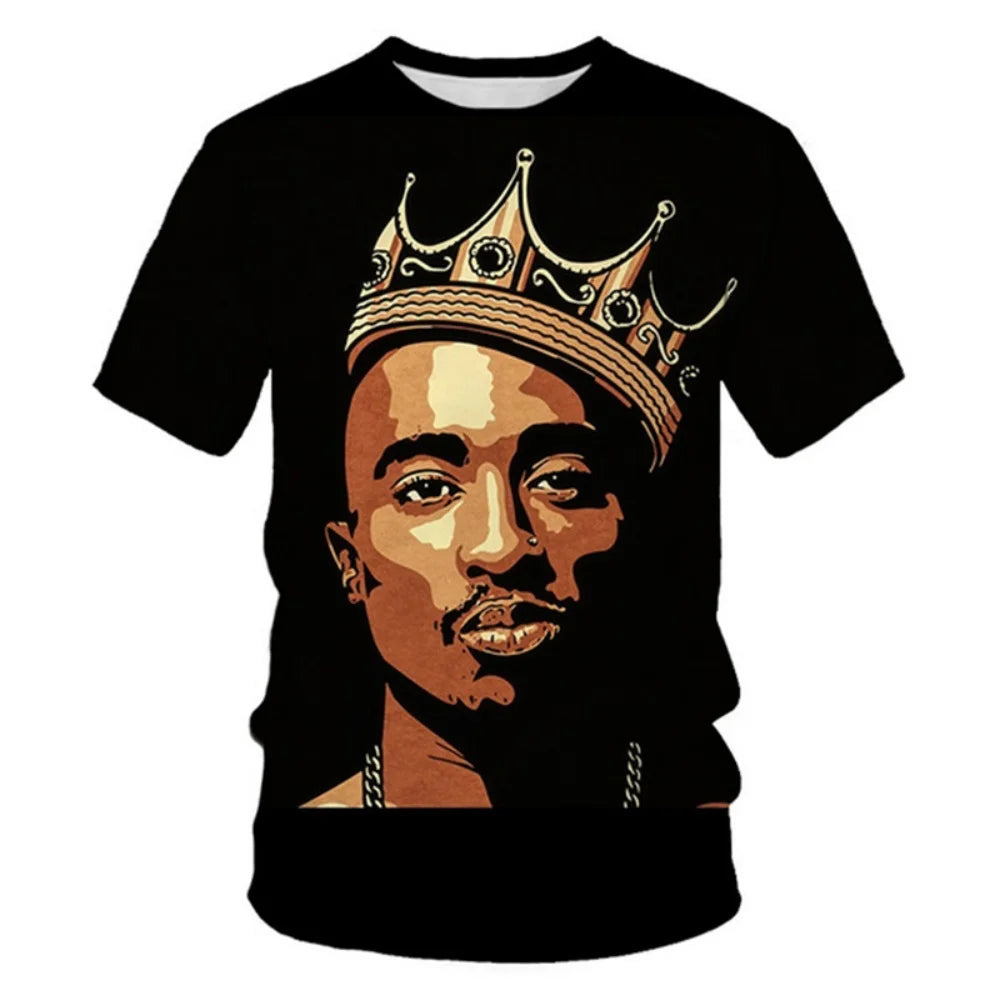 New T-Shirt Harajuku Men T-Shirt Fashion 2pac Graphic T Shirts Hip Hop Men's T-Shirts Summer Tops T-Shirts Man Designer Clothes
