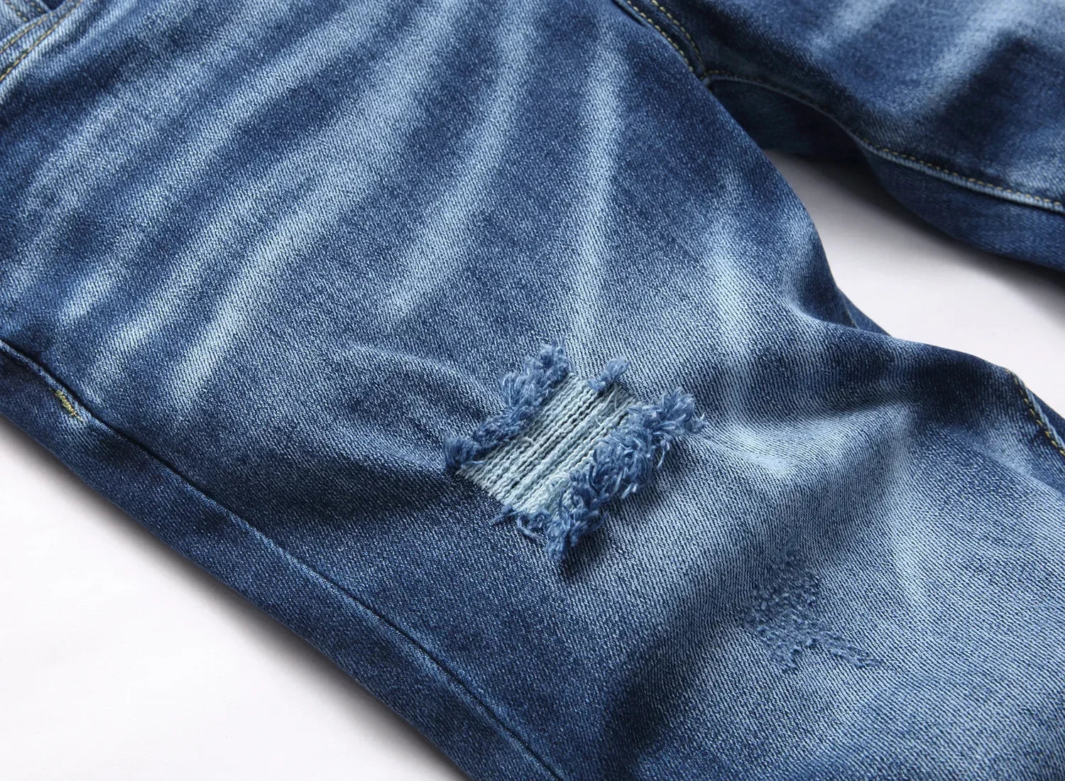 2025 Men's Ripped Jeans Luxury Brand Light Blue Holes Long Trousers Quality Male Fashion Stretch Slim Pants Men Skinny Jeans