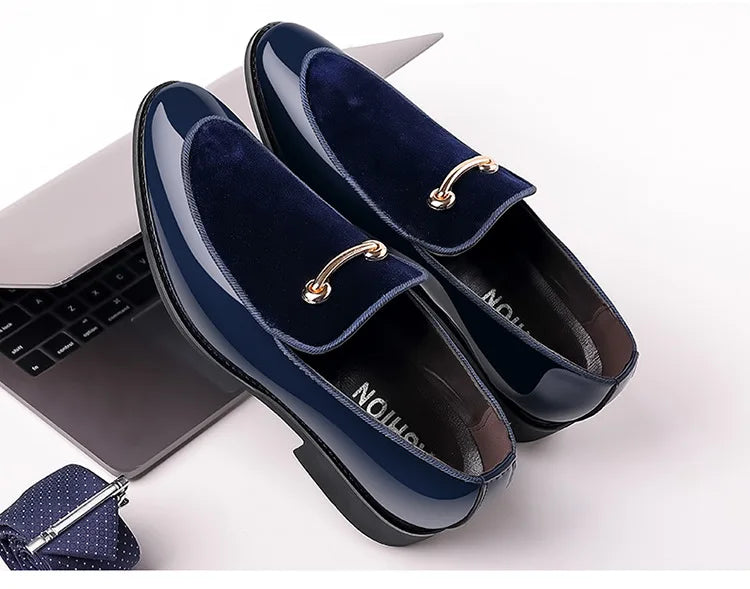 Italian Men's Dress Shoes British Suede Patent Leather Casual Shoes Korean Trendy Loafers 2024 Male Wedding Party Shoes for Men