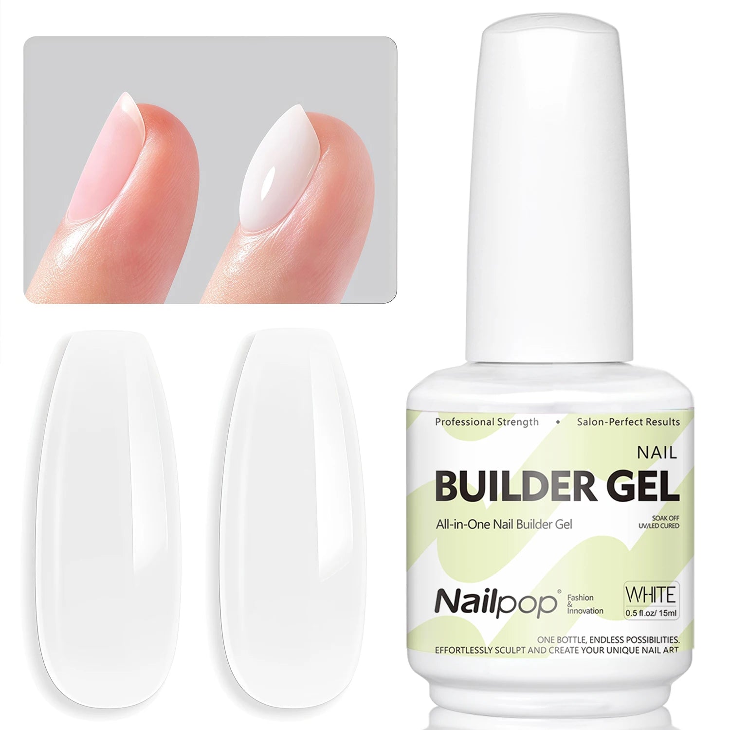 Nailpop HEMA/TPO Free Top Base Coat Gel Polish 15ml Clear Soak Off UV/LED Cured Professional Art Salon Home Use Long Lasting 1Pc