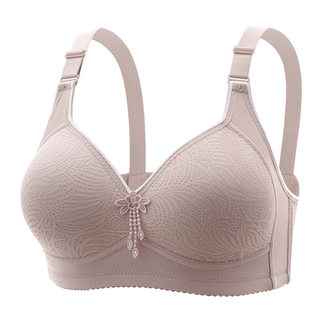 3pcs Women's Bra Lingerie - Appliques Jacquard Lightly Padded Push-Up, Adjustable Straps for Cup A B C D, Sexy Underwear