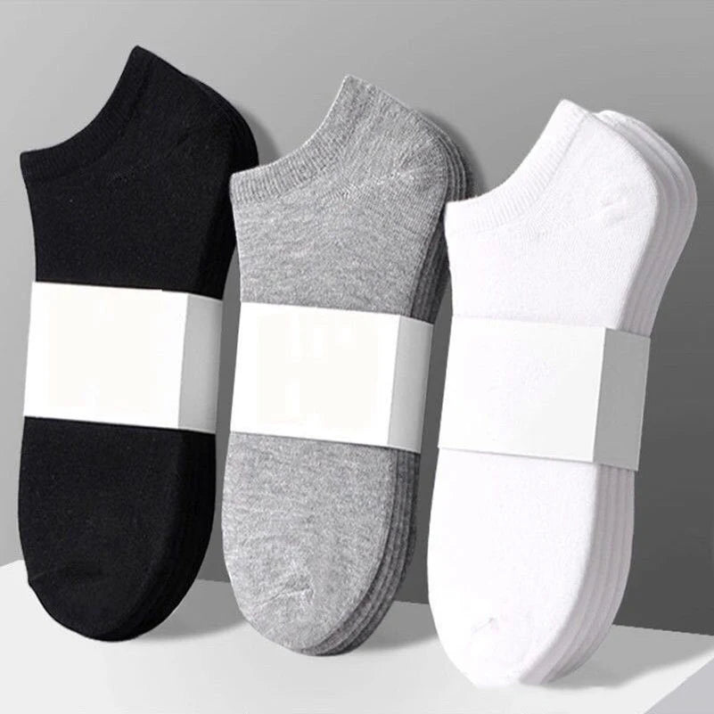 10pcs=5 Pairs Low Cut Mens Socks Solid Color Black White Grey Breathable Cotton Sports Socks Female Male Short Ankle Socks Women