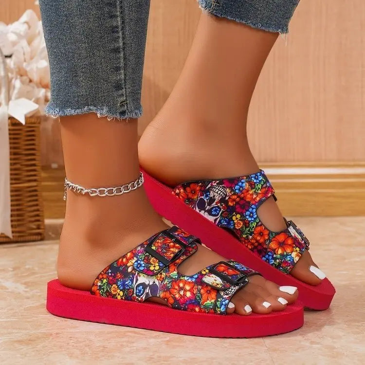 Women Slippers Lightweight Slippers New Mixed Colors Buckle Women Sandals Casual Beach Slippers House Shoes Designer Flat Shoes