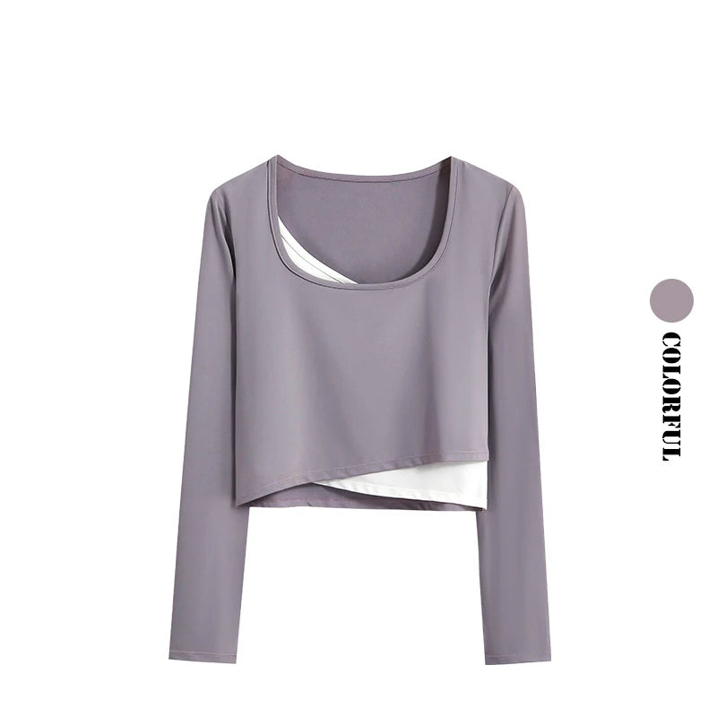 DRUR Women Yoga Set Loose Fit Gym Outfit Long Sleeve Top Pants 2 Piece Sportswear Outfit Running Jogging Suit Fitness Clothing