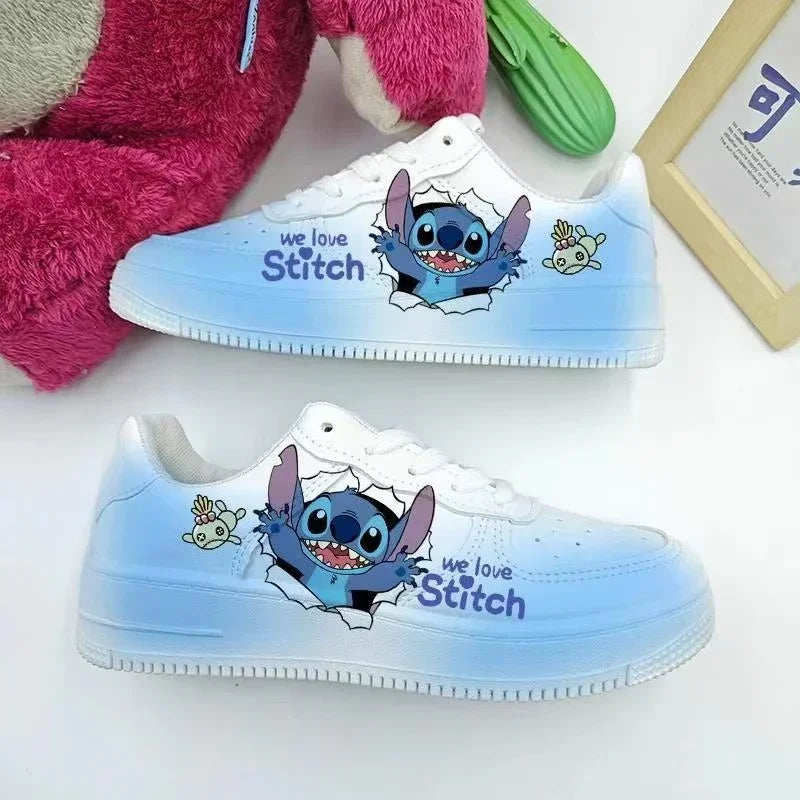 New Disney women cartoon Stitch cute White  Casual shoes soft sports shoes for girlfriend lady gift EU size 35-44