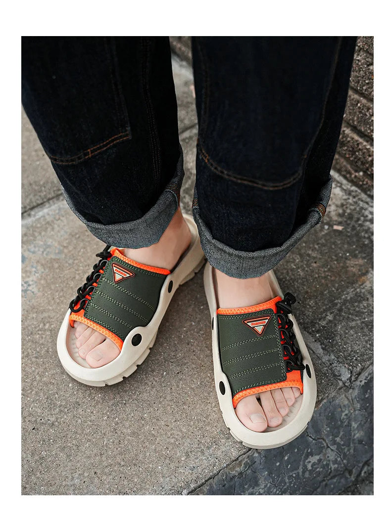 New Men's EVA Platform Massage Slippers Home Mute Anti-slip Slides Outdoor Beach Casual Sandal Shoes for Men Sandalias De Hombre