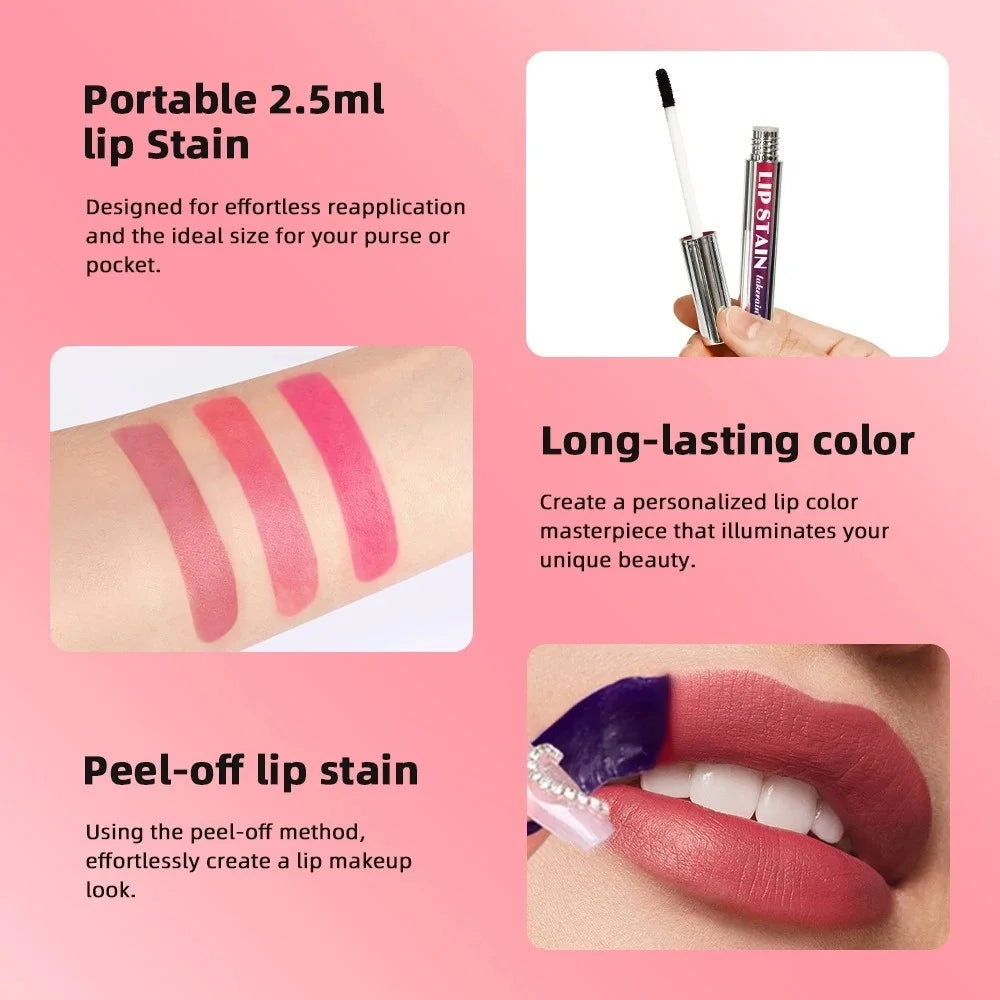 Waterproof Long Lasting Lip Inks Matte Lip Tint Peel Off Matte Lips Stick Liquid Lipstick Contour Tear-off Lips Stain Cosmetic