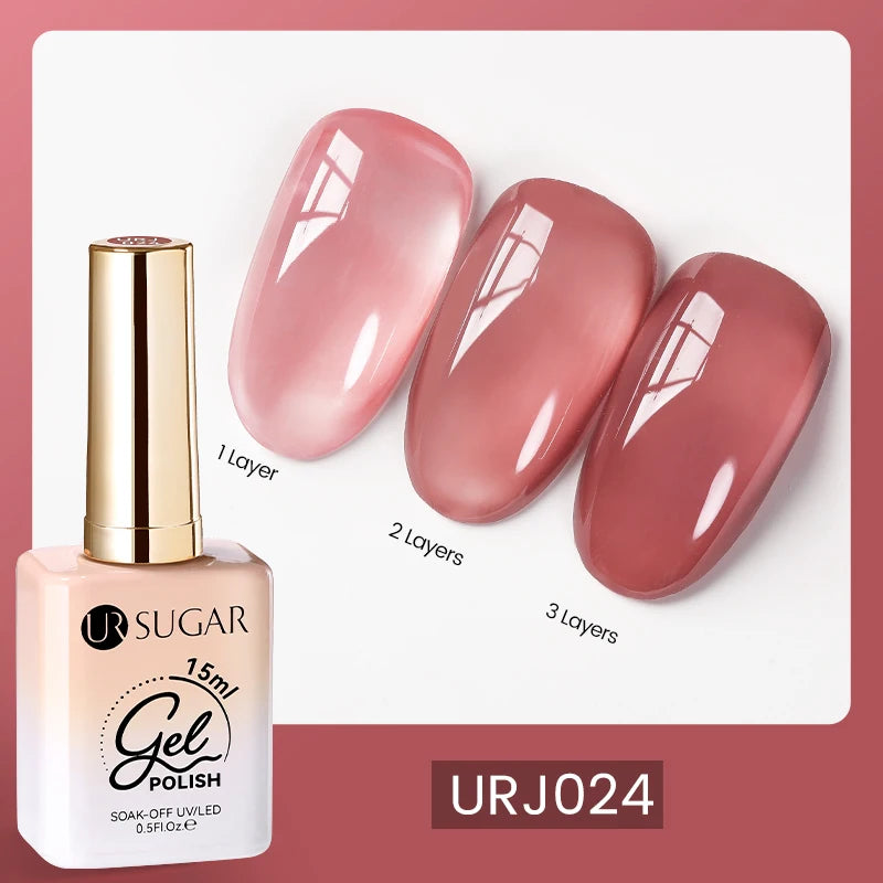 UR SUGAR 15ml Blood Red Jelly Gel Nail Polish Translucent Color Crystal Nude Gel Nail Art Varnish For Fall Winter Manicure