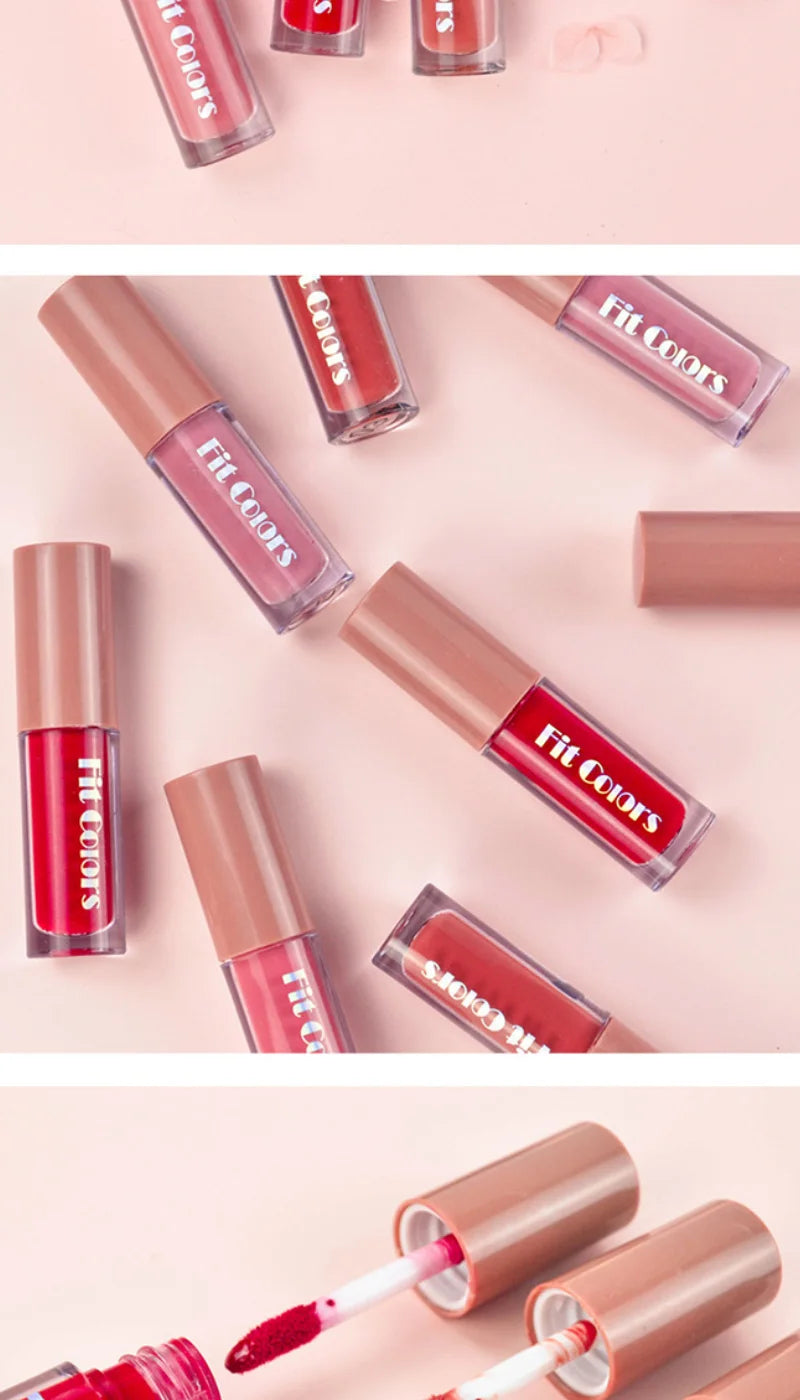 Fit Colors Velvet Lip Gloss Set — 4-Piece Non-Transfer, Diamond Finish, Long-Lasting Lip Gloss Collection