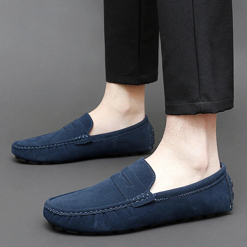 Suede Leather Mens Loafers New Fashion Walking Shoes New Comfy Man Drive Flats Classic Original Style Men Casual Shoes Moccasins