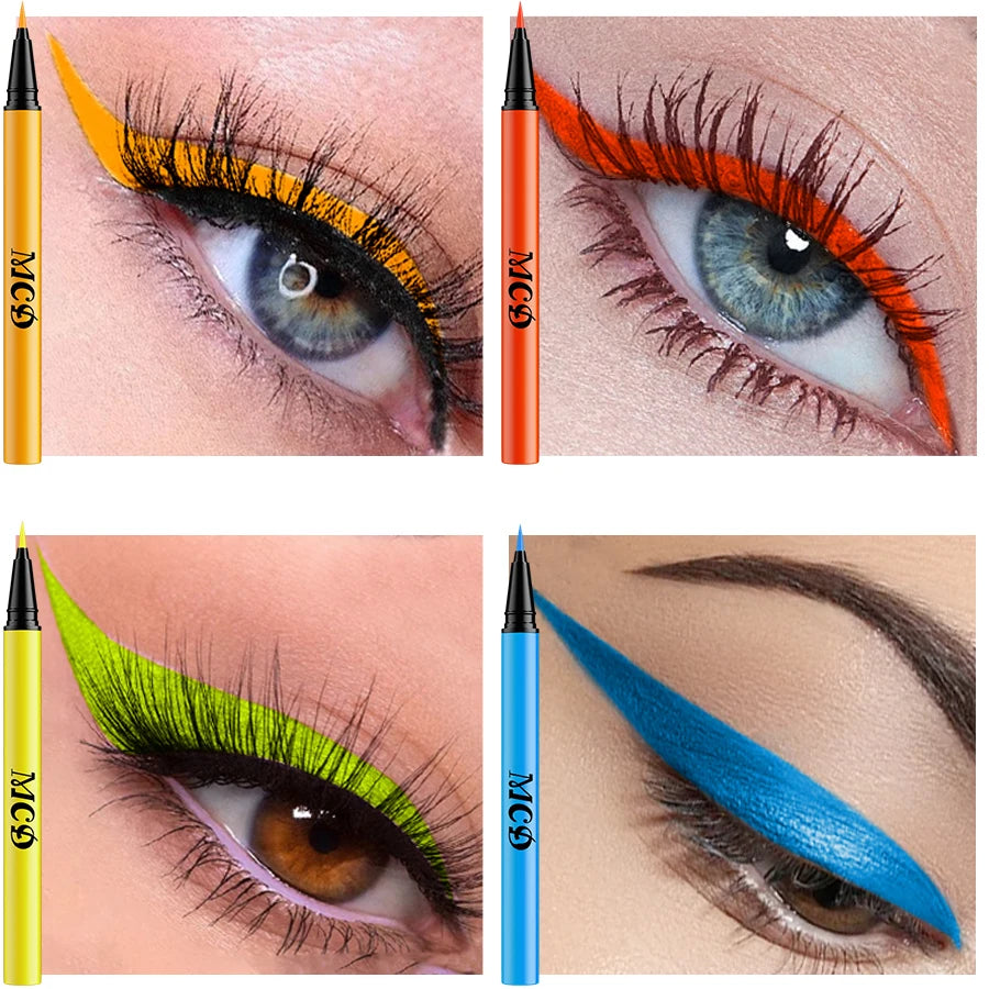 1PC UV Light Neon Eyeliner Pen Eyes Makeup Blue Green Waterproof Liquid Color Eye Liner Pencil Make Up Cosmetics Yellow Purple