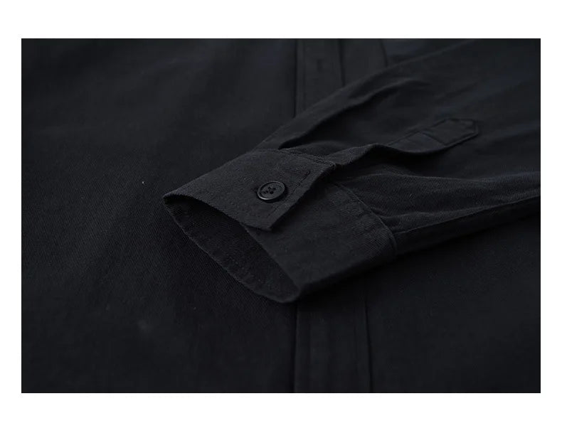 Basic Men's Long-Sleeve Cotton Shirt - Casual and Versatile Spring Style 100% Cotton Solid Color Casual Shirt