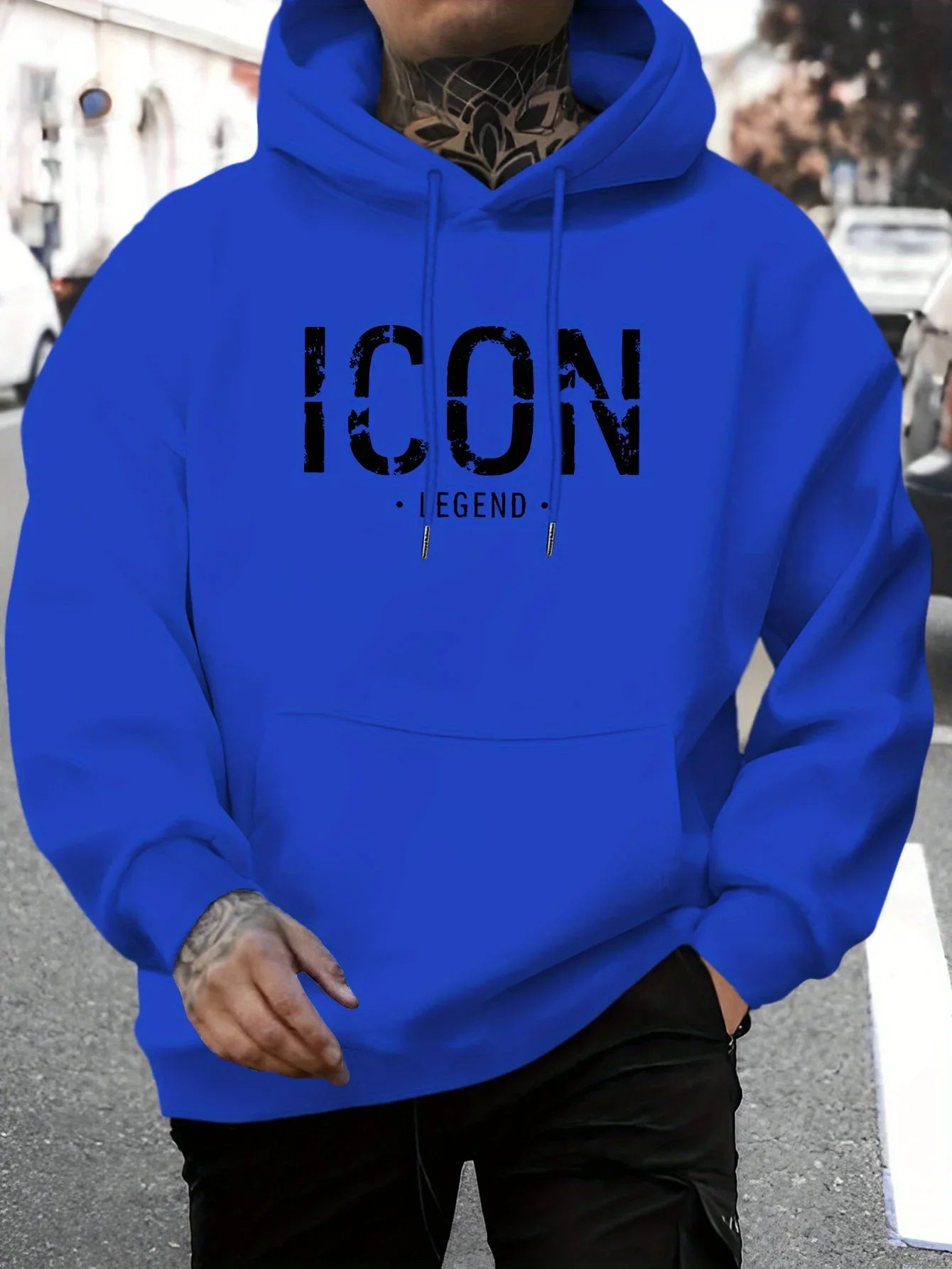 2025 Men'S Autumn and Winter New Collection  Casual Pullover Sport Hoodie with "ICON" & "LEGEND" Graphic Print Fashion Hoodie