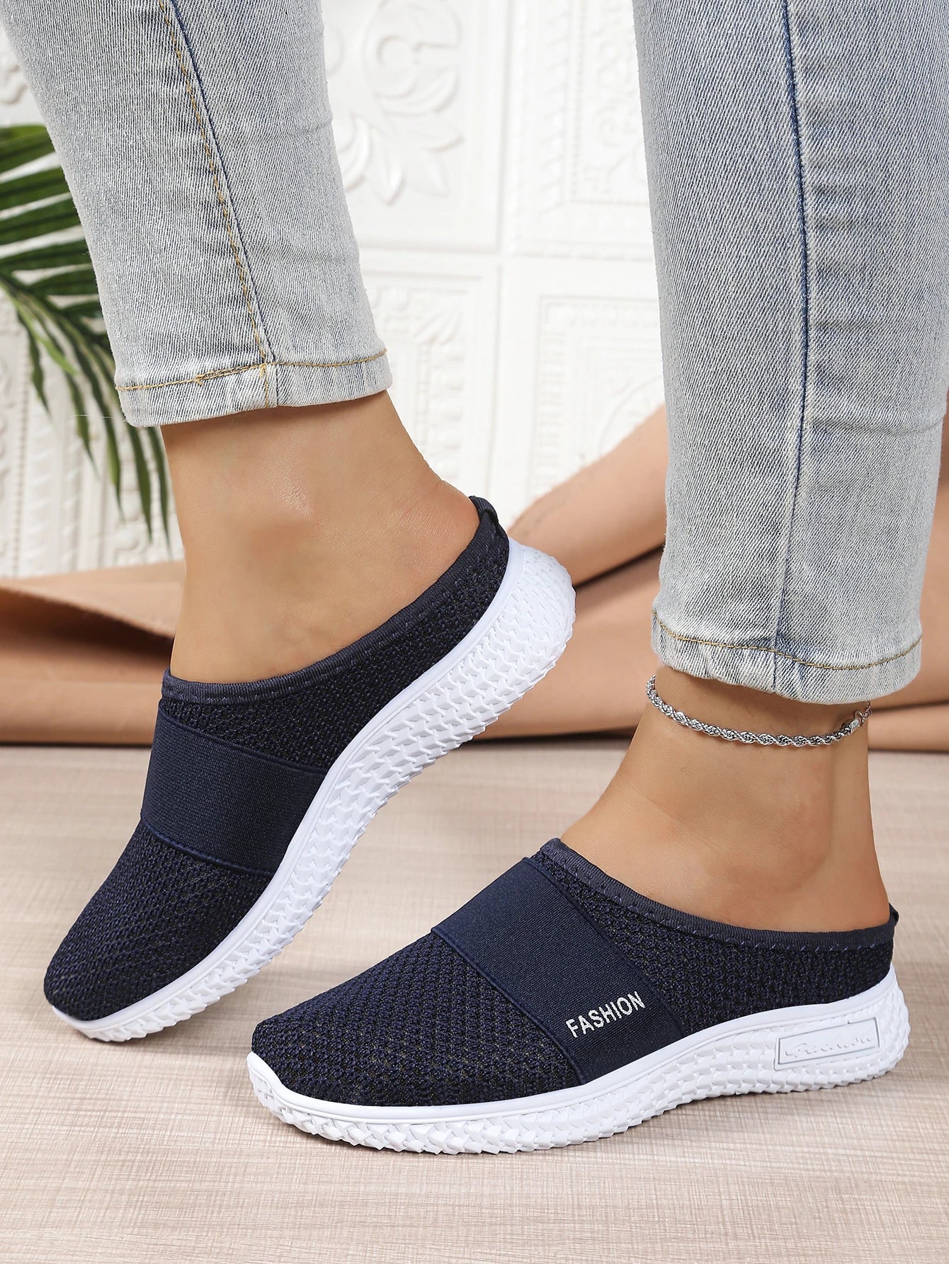 Women's shoes, women's casual shoes, summer mesh breathable thick-soled women's headband half support