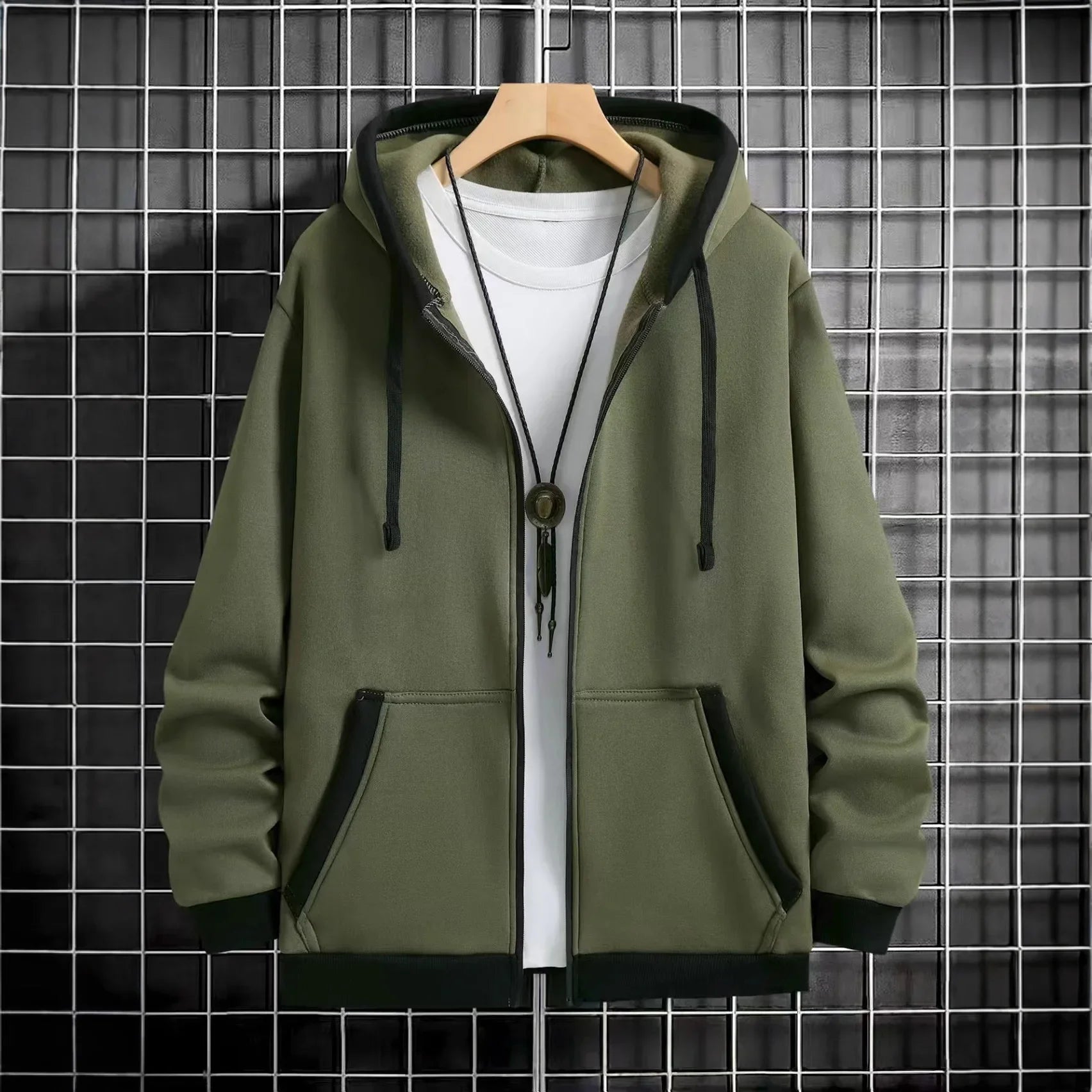 Thickened Men's Hooded Zipper Cardigan Casual Outerwear Fashionable Sweatshirt Autumn Winter New Arrival Cross-Border Style