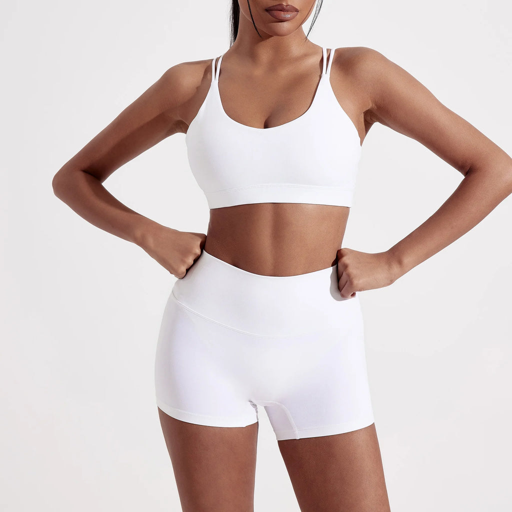 Solid Color Cross Fitness Bra Soft High Strength Women Tight Sport Top Comprehensive Training Gym Yoga Underwear With Chest Pad