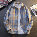 High-quality, fashionable, stylish, versatile and trendy men's checked long-sleeved shirt for autumn banquets and casual wear