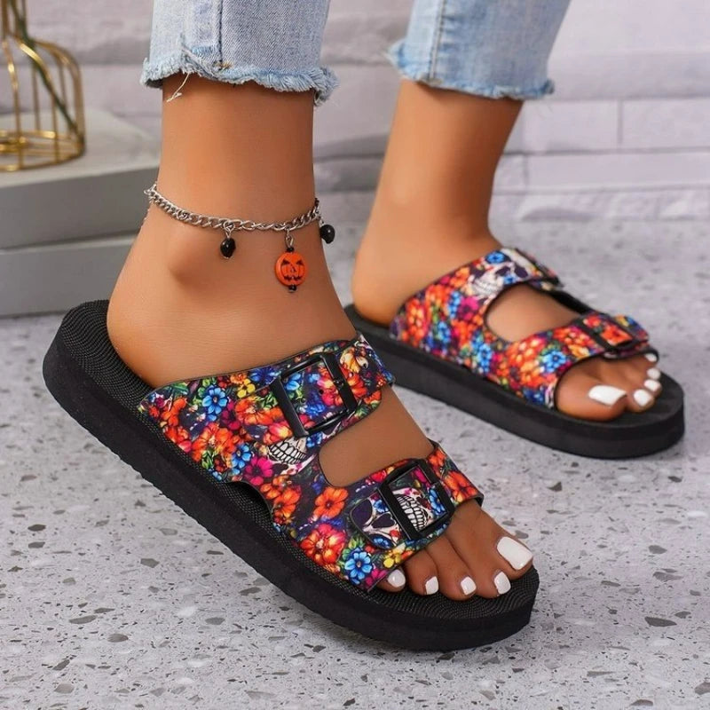 Women Slippers Lightweight Slippers New Mixed Colors Buckle Women Sandals Casual Beach Slippers House Shoes Designer Flat Shoes