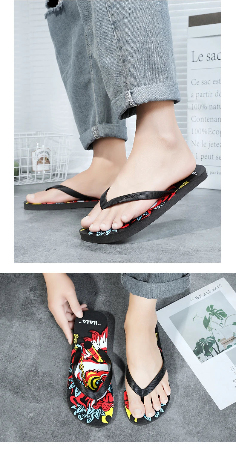 Flip Flops men's summer non-slip sandals men's foot clamp trend rubber abrasion resistant outer wear beach shoes slippers men