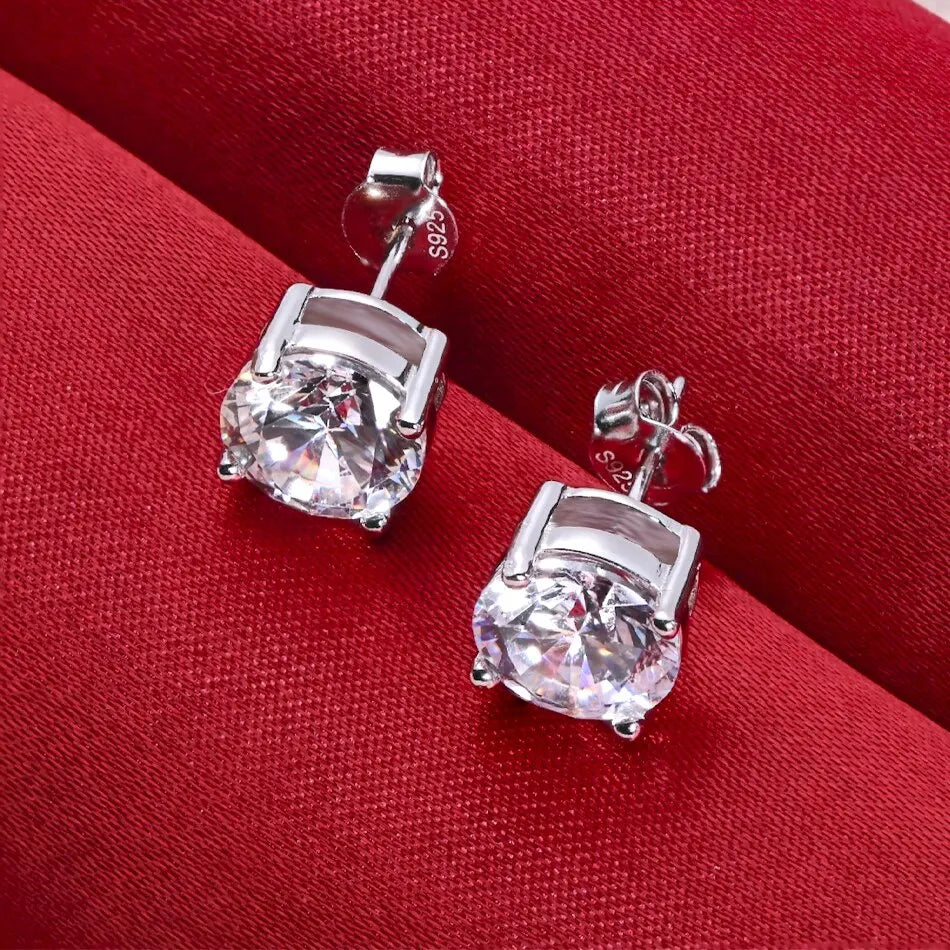 0.5-2 Carat 8.0mm D Color Moissanite 100% 925 Sterling Silver Stud Earrings For Women Top Quality Sparkling Wedding Jewelry