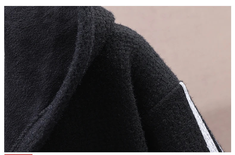 Mens Fashion Sweater Cardigan Fleece Lined Hood Sweaters Jacket Retro Sweaters Coat Zipper Up Knit Cardigans