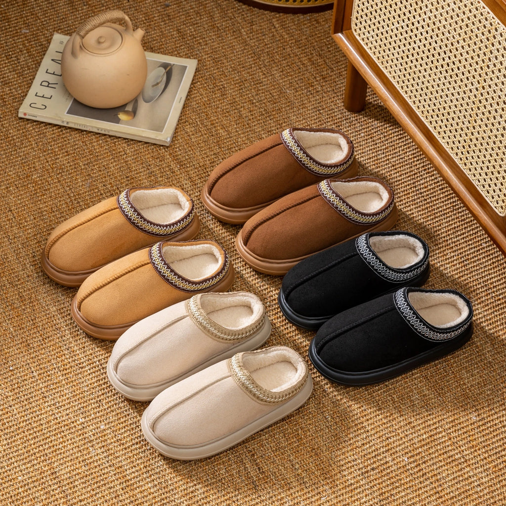 Men's Plush Fleece Lined Slippers Winter Warm House Shoes with Thick EVA Sole for Indoor/Outdoor Use Cozy Non-Slip Home Footwear