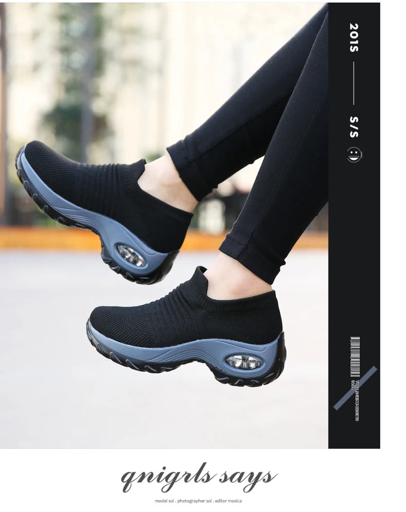 Fashion Women's Casual Sneakers Summer Comfort Mesh Running Shoes Breathable Cushion Black Sneakers for Women 2026 Student Shoes