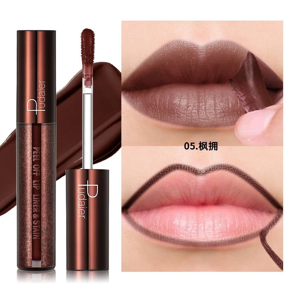 5Color Liquid Peel-off Lip Gloss Waterproof Long-lasting Matte Lipstick Non-stick Cup Makeup Moisturizing Lip Tattoo Pigment