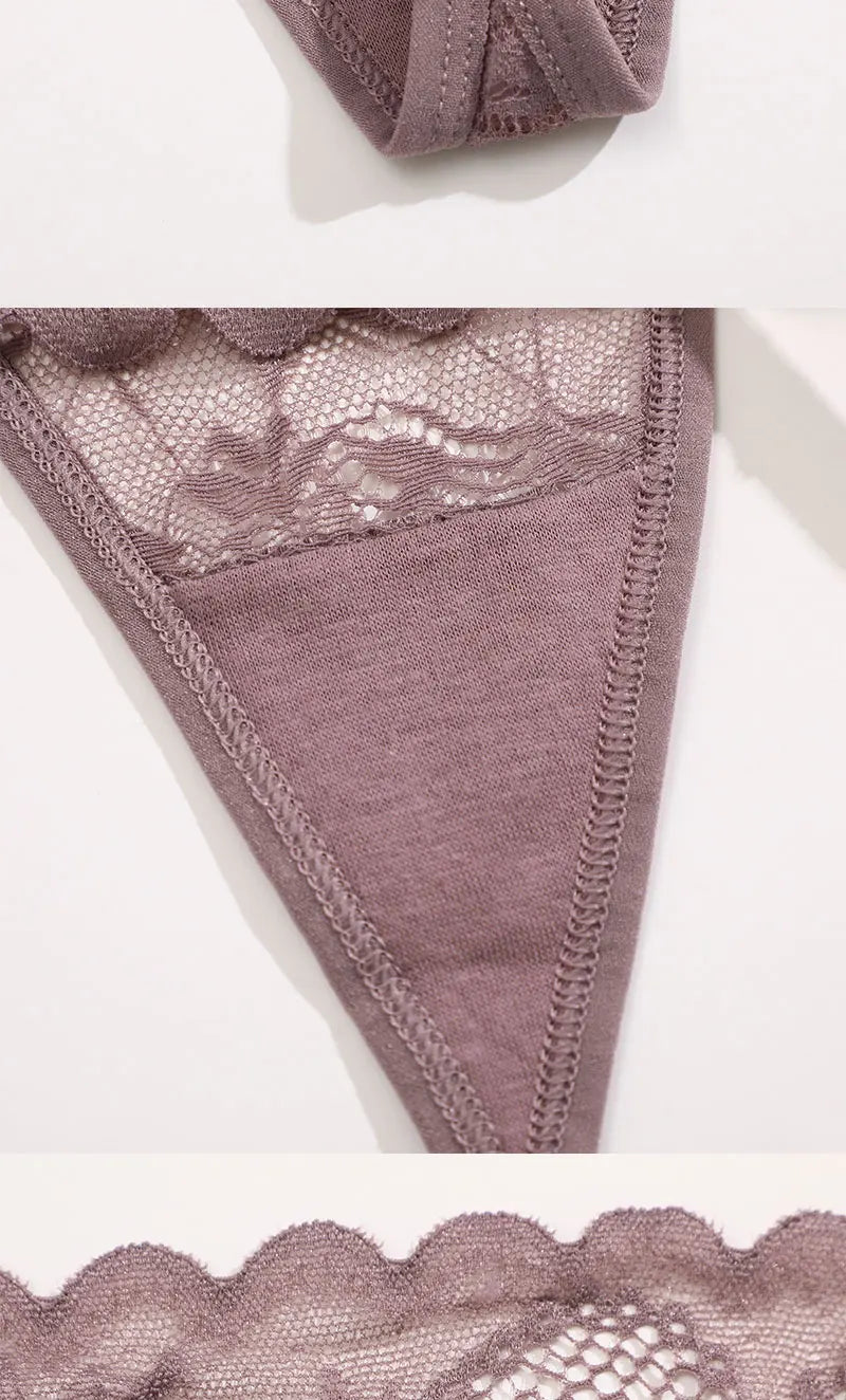 FINETOO 6PCS/Set Lace Thong Female Bikini Lady Intimates S-XL Women Seamless Panties Sexy Girl's Underwear Transparent Briefs