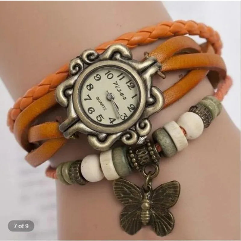 High Quality Women Genuine Leather Vintage Quartz Dress Watch Bracelet Wristwatches Watch Women Luxury Watch