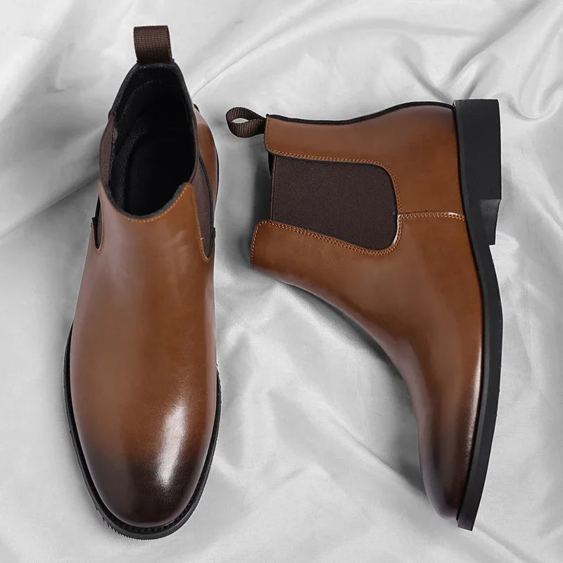 2025 New Chelsea Leather Shoes Suede Leather Men's Pointed Business Casual Ankle Boot Fashion Male Winter New Style Comfortable