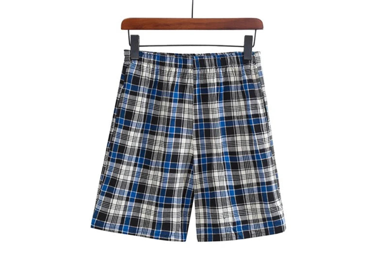 100% Cotton Mens Underwear Boxers Shorts Male Casual Sleepwear Underpants Plaid Loose Comfortable Homewear Sleeping Short Pants