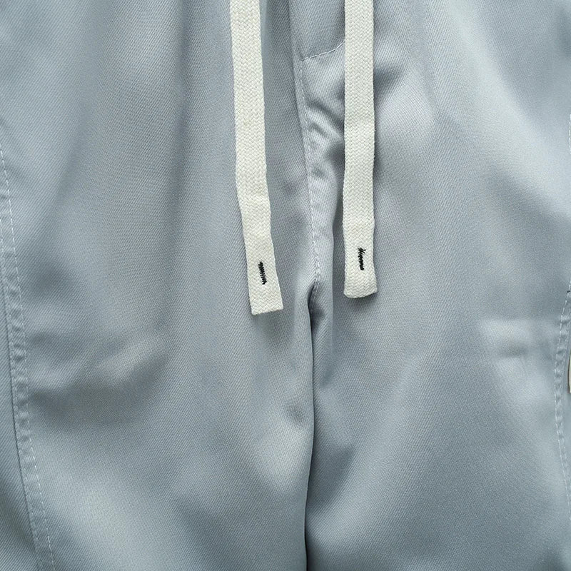 Men's Ice Silk Casual Pants Summer Thin Loose Harlan Nine-Point Trousers Trendy Sports Tools with Tied Feet forVersatile Style