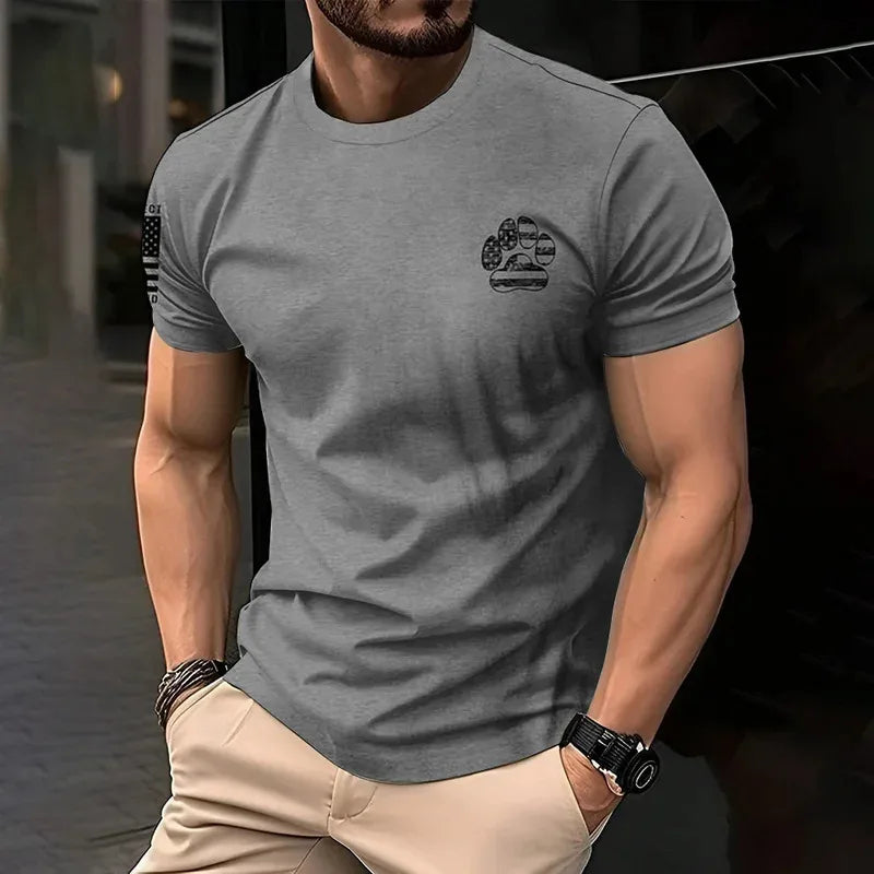 Retro American men's T-shirt casual wear, crew collar short-sleeved top, outdoor simple daily men's breathable sports T-shirt