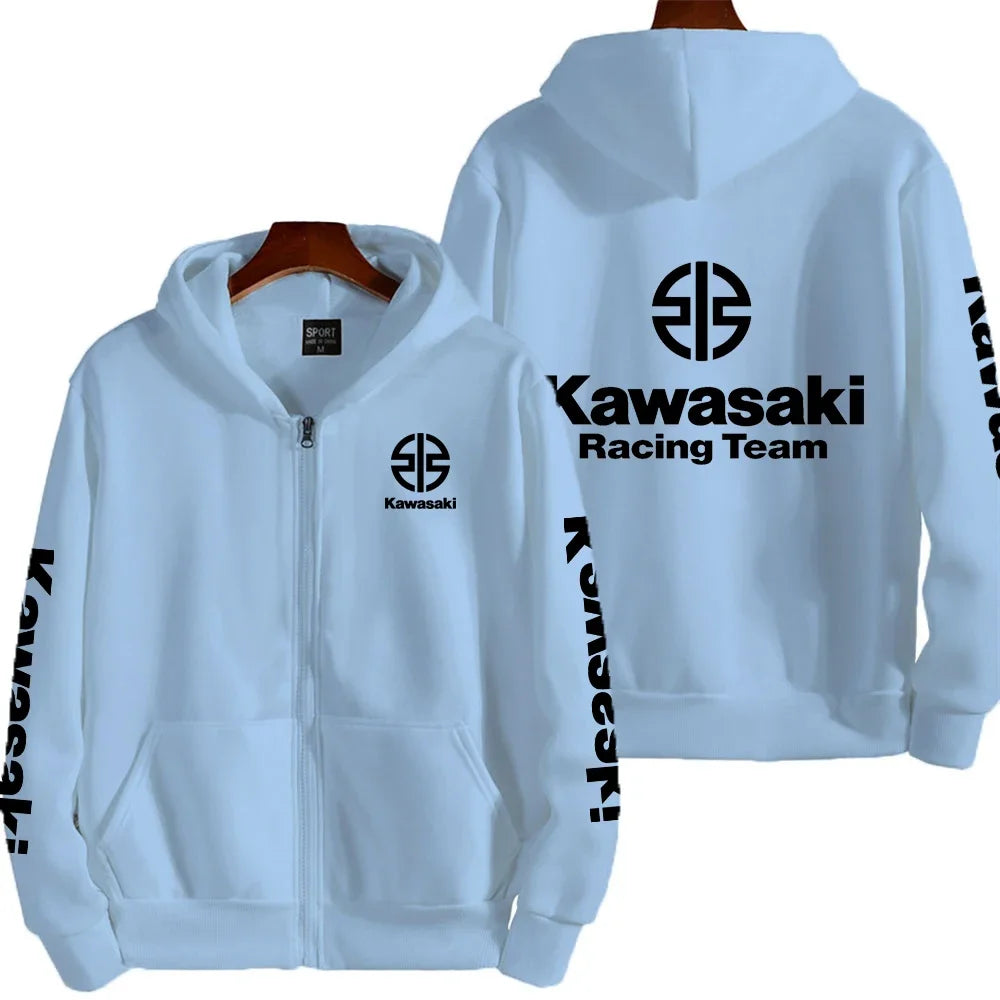 Kawasaki Logo Racing Motorcycle Team Men Zip Up Hoodie Spring Autumn Fashion Man Sweater 2025 New Sport Woman Jacket Coats