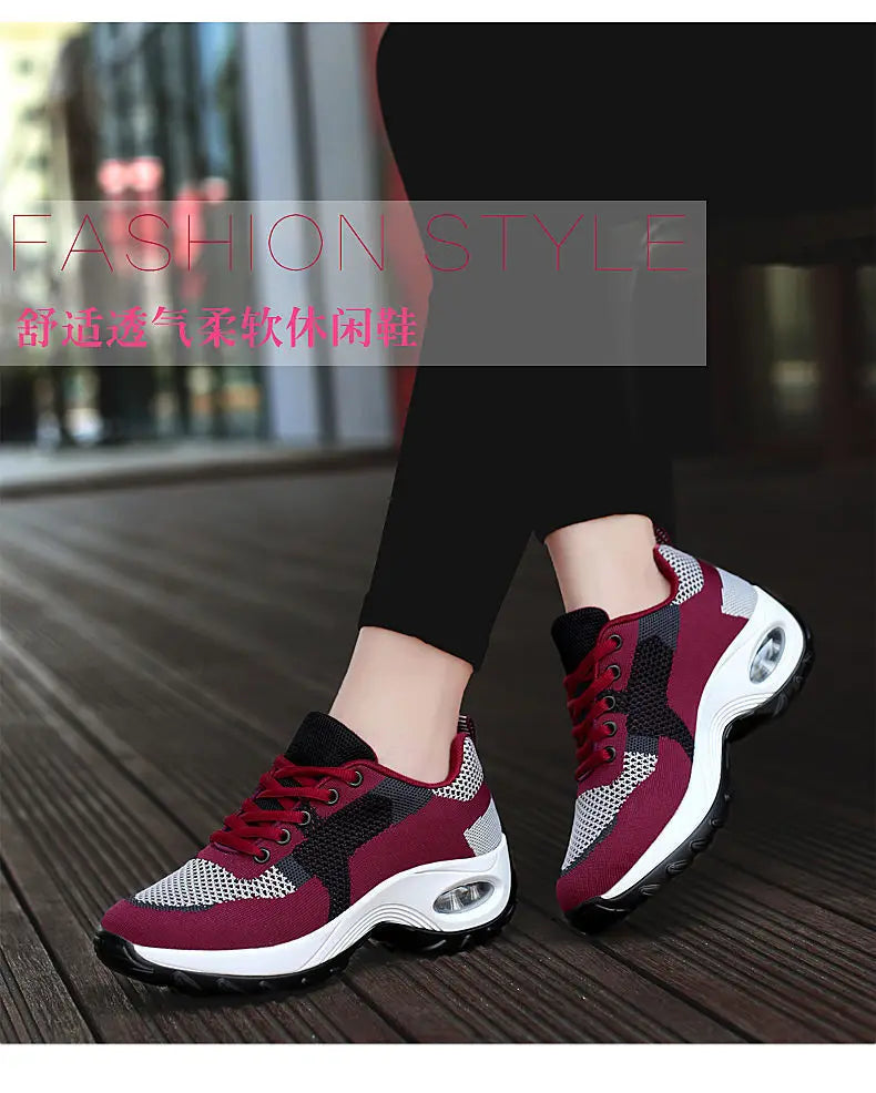 Tenis Women Sneakers Air Cushion Walking Shoes Breathable Gym Jogging Shoes for Woman Lace Up Platform Sport Shoe Tenes Feminino