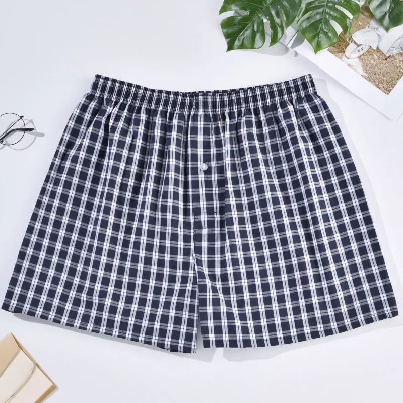 Mens Underwear Boxers Shorts Casual Cotton Sleep Underpants Homewear Men Arrow Panties Striped Plaid Loose Comfortable Underwear