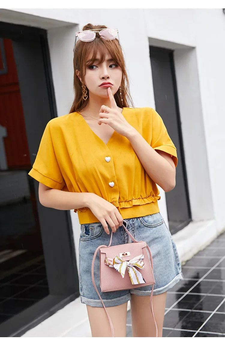 2024 New Women Ribbon PU Leather Bow Decor Mini Flap Hangbag Ladies Fashion Wallet Shoulder Messenger Crossbody Bag Totes Wallet
