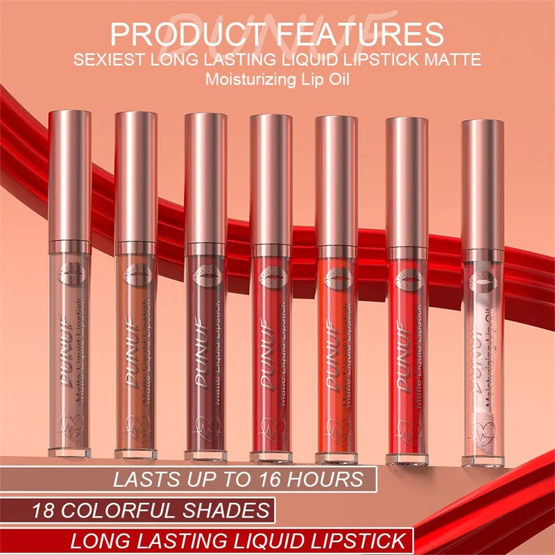 Matte Velvet Lip Gloss Dark Red Brown Lip Glaze Long Lasting Waterproof Liquid Lipstick Natural Moisturizer Transparent Lip Oil