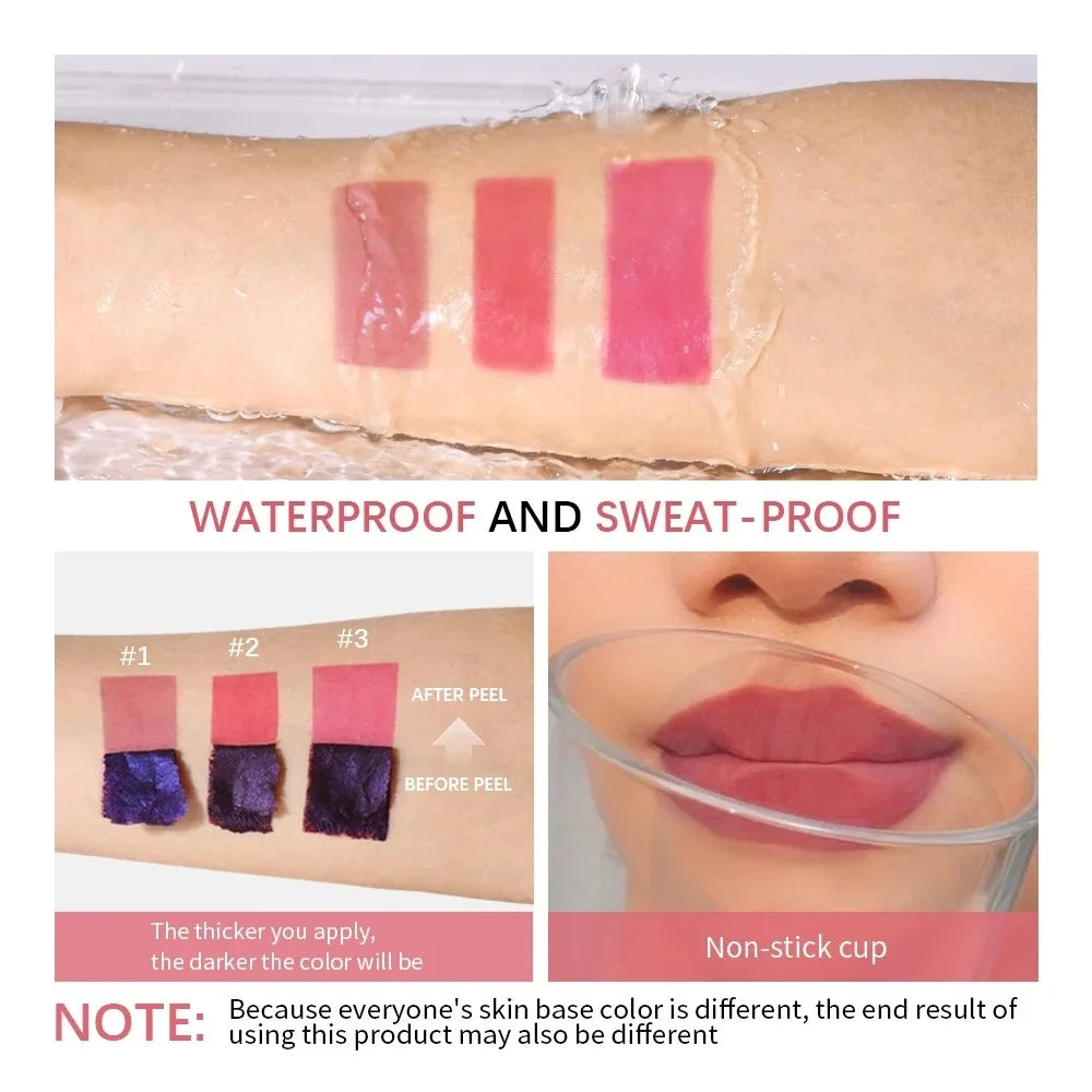 Waterproof Long Lasting Lip Inks Matte Lip Tint Peel Off Matte Lips Stick Liquid Lipstick Contour Tear-off Lips Stain Cosmetic