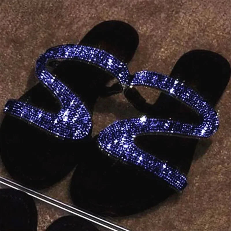 Women Summer Flat Bling Slippers Female Flip Flops Sandals Outdoor Beach Women Sandals  Glitter Shoes for Women 2024