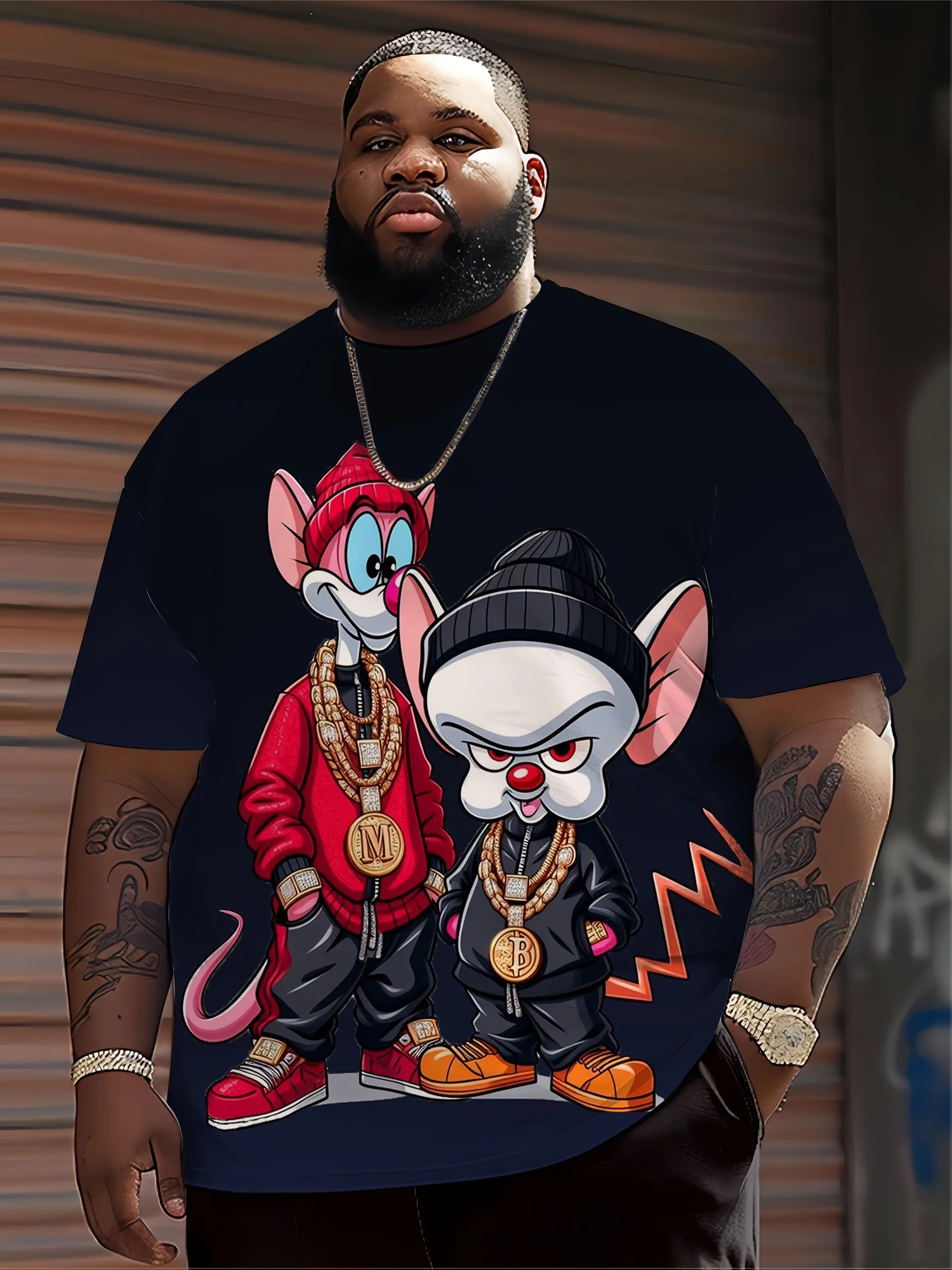 Men's Hip-Hop Cartoon T-Shirt - Casual,Crew Neck,Short Sleeve,100% Polyester,Regular Fit,Summer Streetwear for Running & Daily