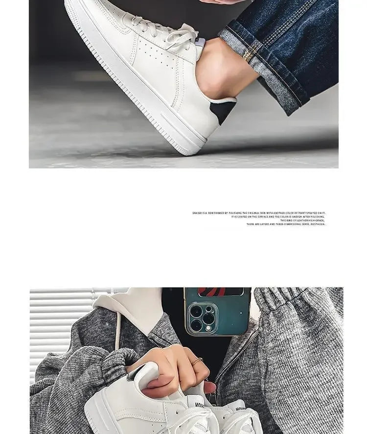 2025@@@New white men's shoes in 2025, pure white sports shoes for handsome and casual young students in spring.