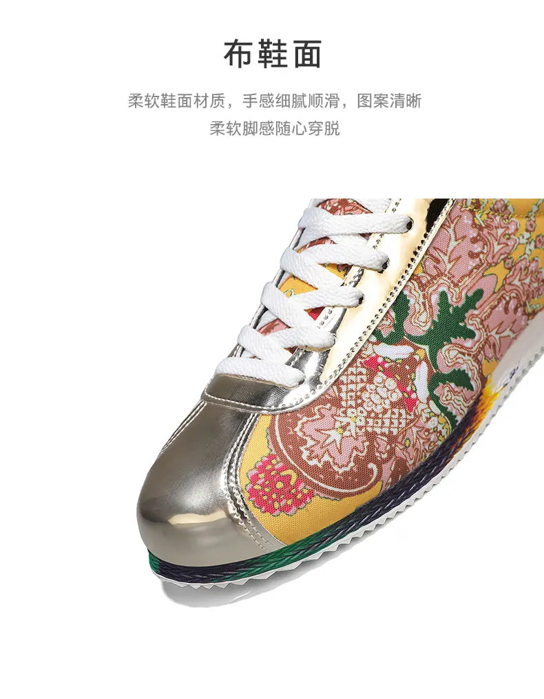 Fashion Graffiti Printed Men Suede Sneakers Red Running Shoes Men's Jogging Shoes Light Gym Trainers Men Flat Embroidery Shoes