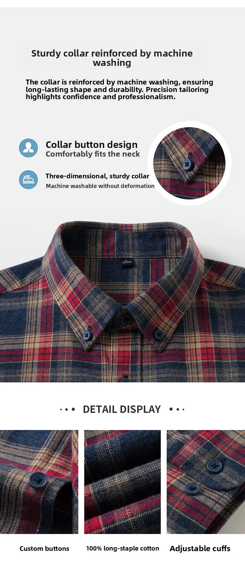 Men's Plaid Long Sleeve Shirt Fleece Finish Casual Style High End Feeling Autumn Winter Collection Fashionable Youth Urban Wear